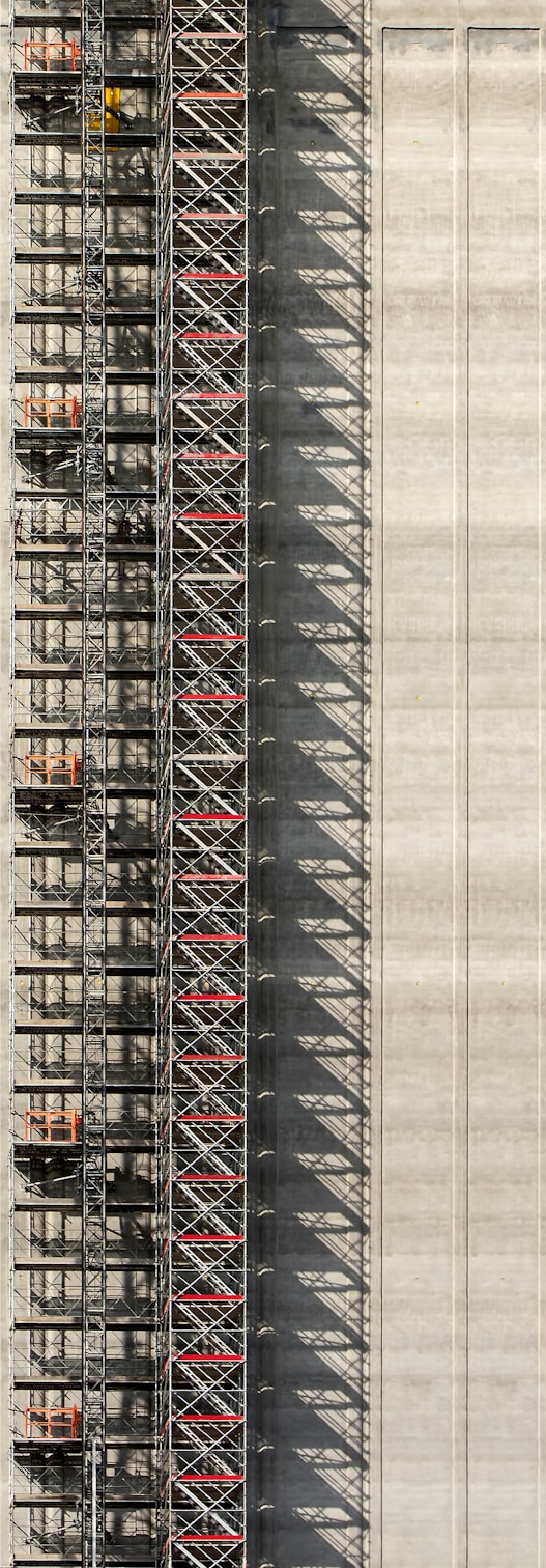 aerial photography of gray steel scaffolding