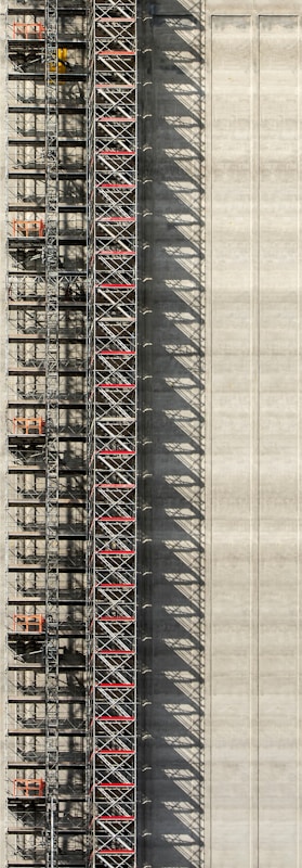 aerial photography of gray steel scaffolding