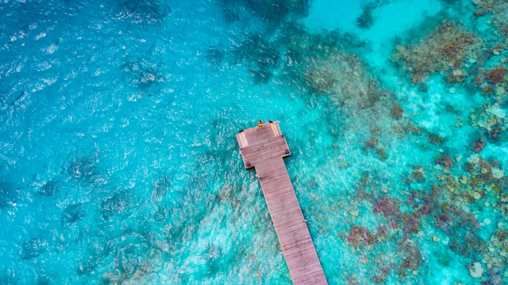 bird's eye photography of ocean dock