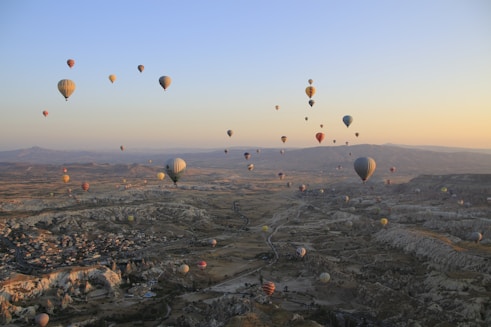 assorted-color hot air balloons on air