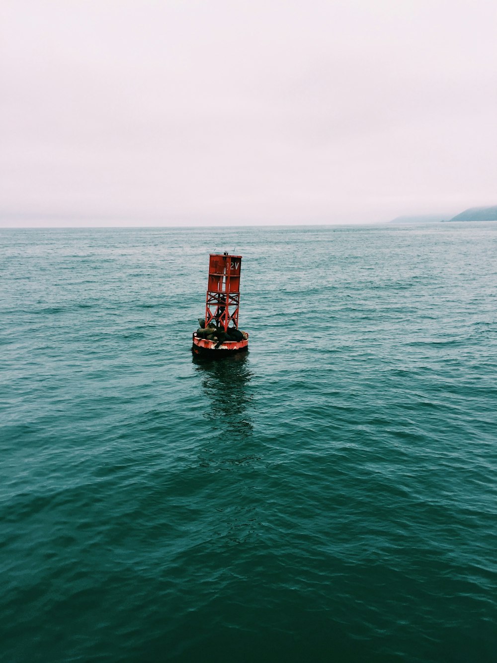 red buoy on body of water