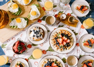 round white ceramic plate filled with waffle