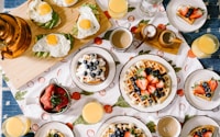 round white ceramic plate filled with waffle