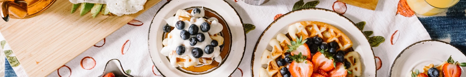 round white ceramic plate filled with waffle