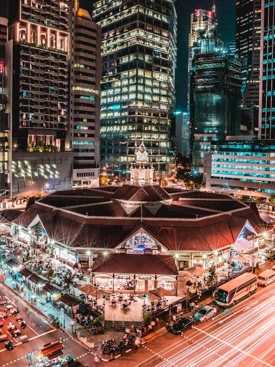 high angle photo of building surrounded by vehicles in Telok Ayer Market Singapore