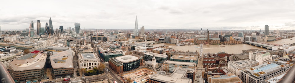 aerial photography of city with high-rise buildings under white sky during daytime