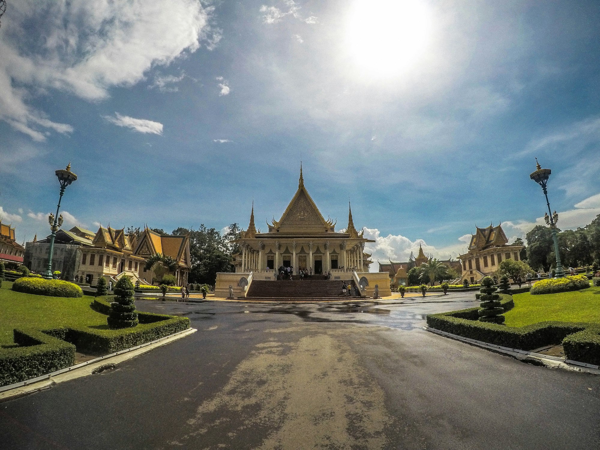 I had the chance to explore the Cambodian Royal Palace in Phnom Penh shortly after it rained. The sky was delightfully bright and blue.