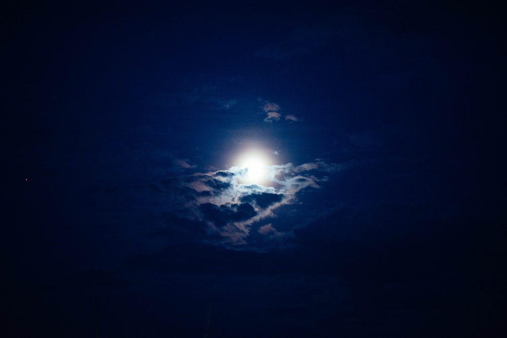 white moon covered of clouds