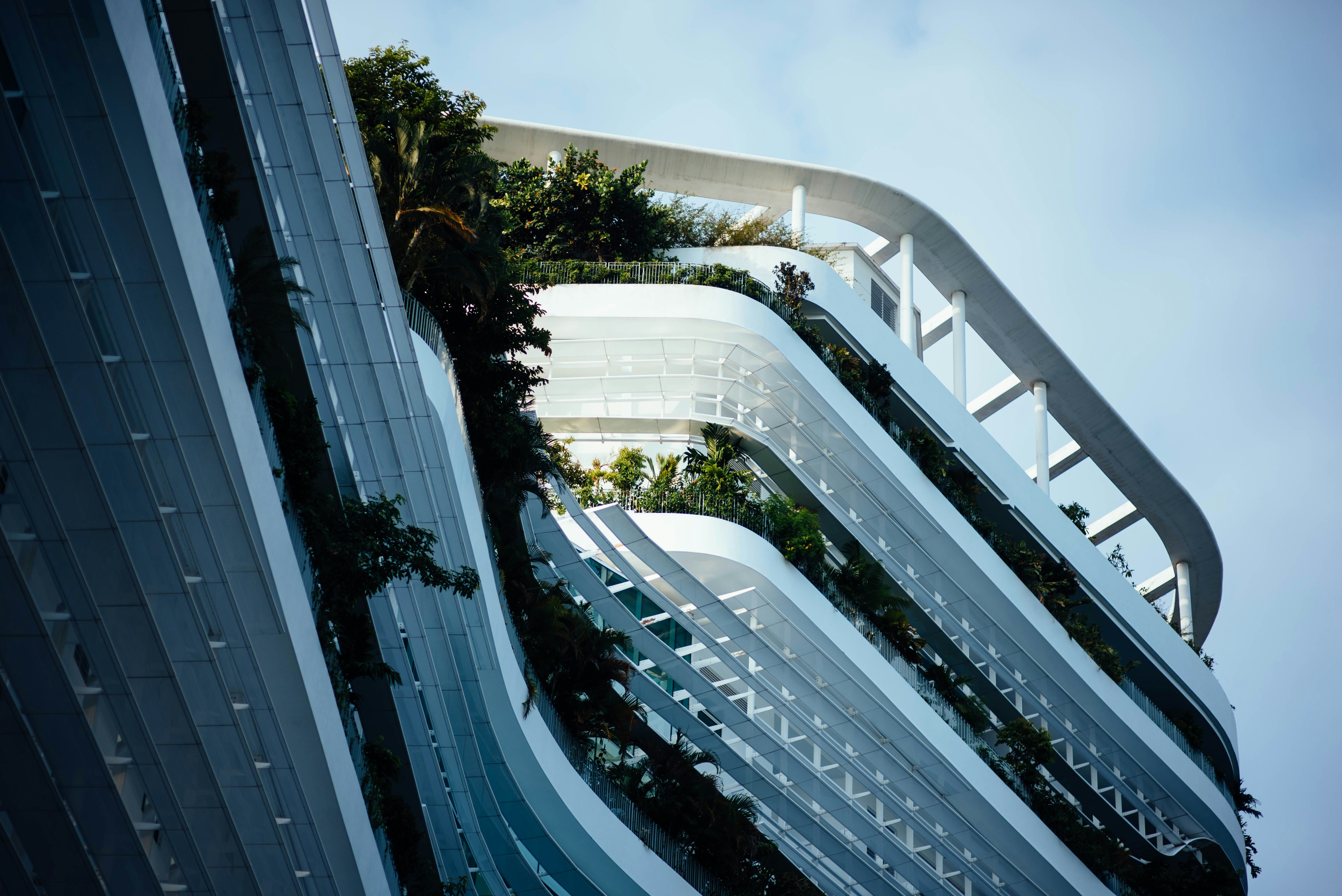 Architectural photography of white steel building photo Free Building