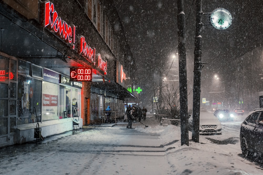 red neon store facade