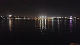 Night view of Sakarya city lights reflecting on the water