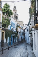 A charming street in a traditional Spanish town.