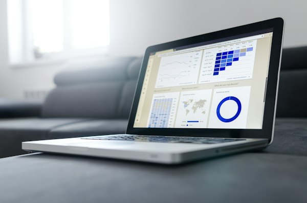 Regression line chart on a monitor