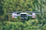 selective focus photography of gray drone