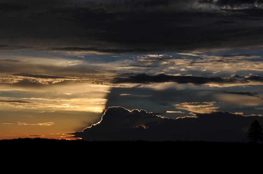 photography of black and orange clouse