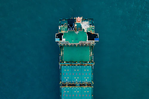 Cargo ship at sea
