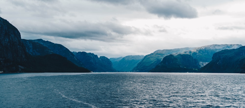 panoramic photo of lake with view of mountains