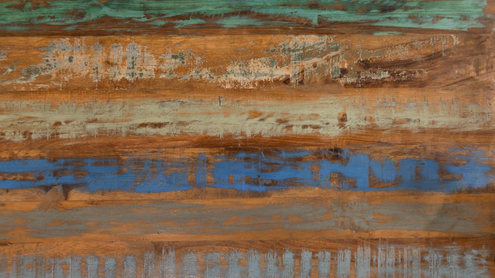 peinture abstraite marron, bleu et vert