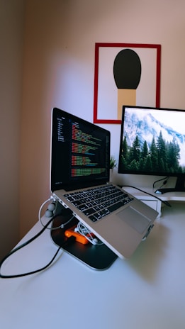 turned on MacBook Pro on table
