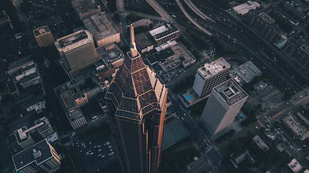 aerial photo of brown tower