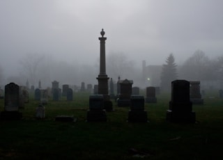 black and gray cement tombs