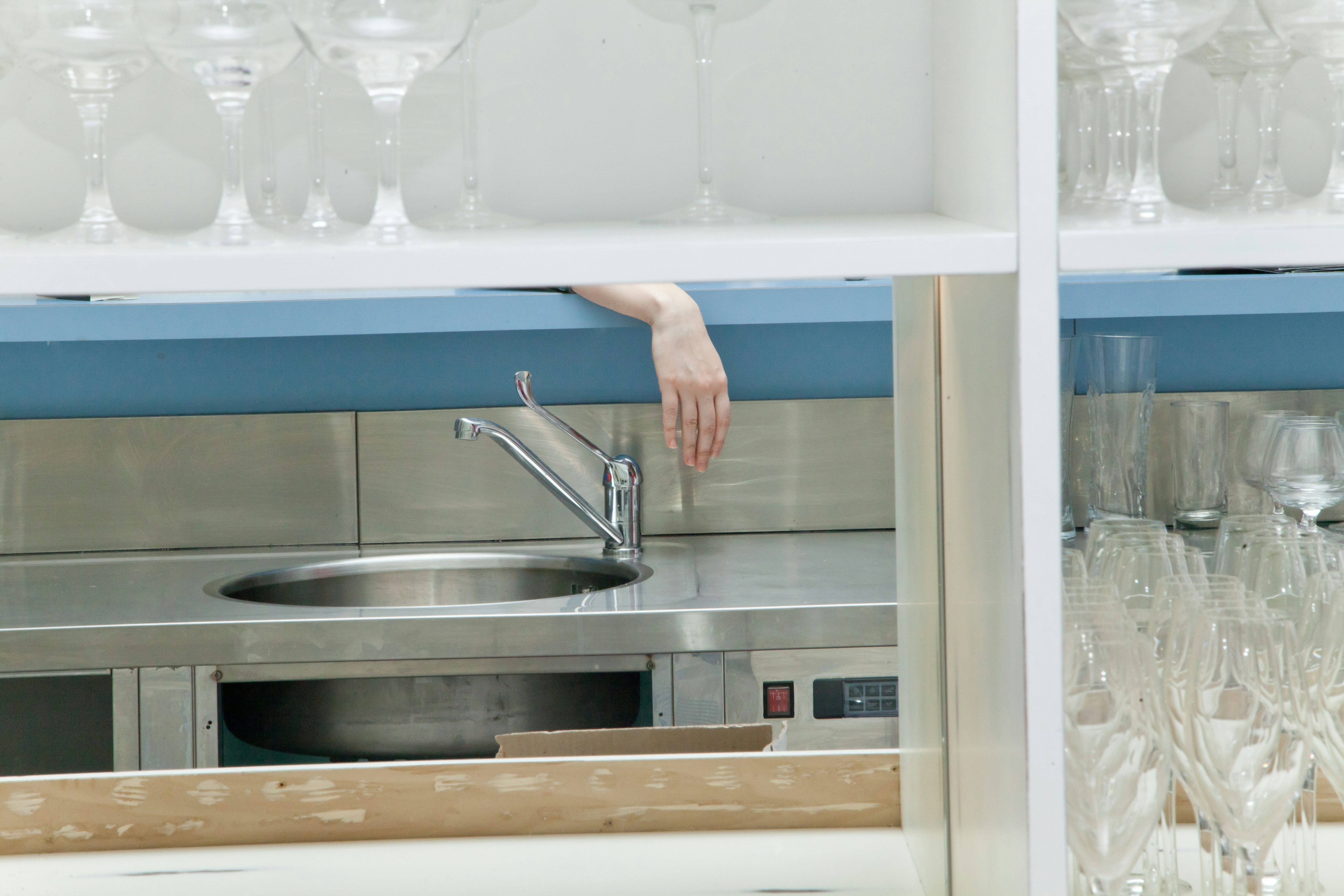 photo of gray metal sink