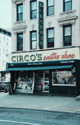 Vintage photo of the first Docepão bakery storefront with a welcoming wooden sign.
