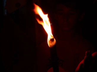 A rechargeable torch being used during a power outage in a family kitchen.