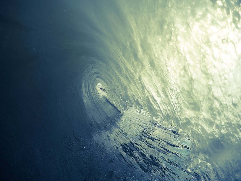 underwater photograph of boat sailing on water