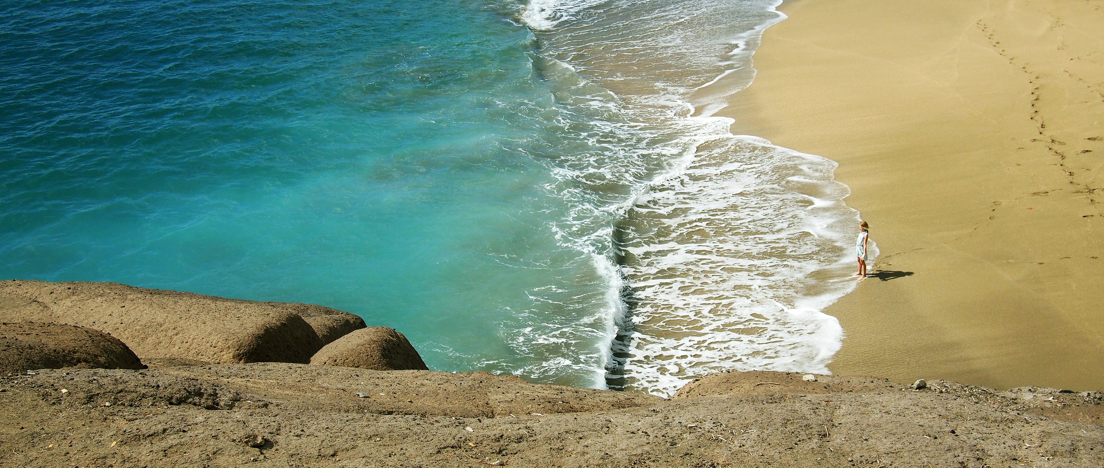 woman standing on seashore, Little girl of Tenerife :)