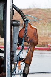 photo of brown gas pump