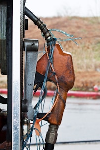 photo of brown gas pump