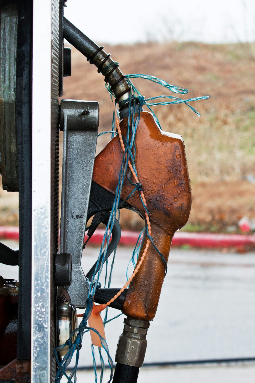 photo of brown gas pump