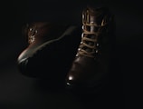 Modern men's boots showcased outdoors with natural light.