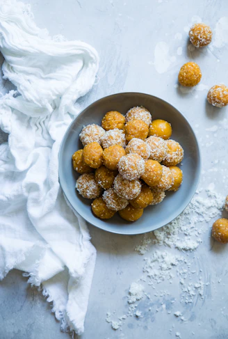 powdered food on white ceramic bowl