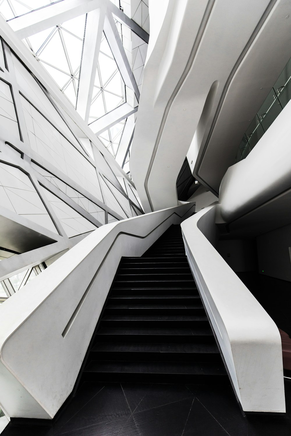 photo of white and black staircase