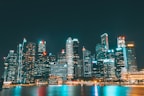 city lights under black clouds