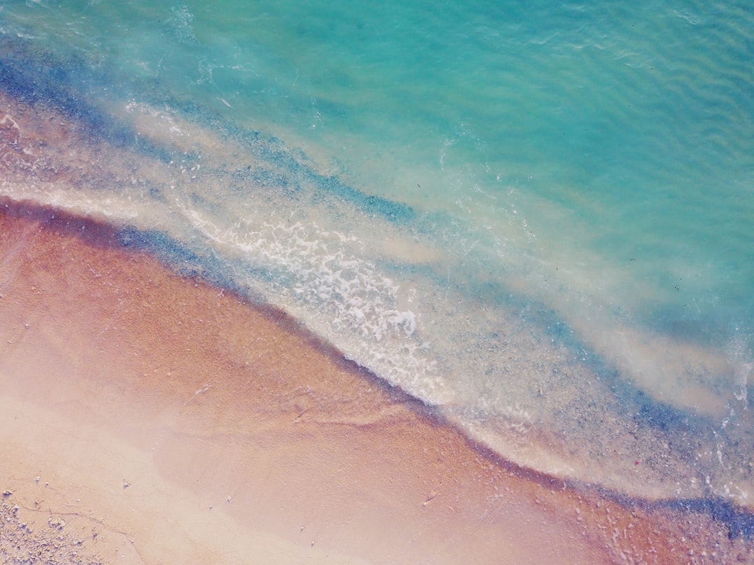 aerial view of seashore, Tide shot from high-angle view in Bali