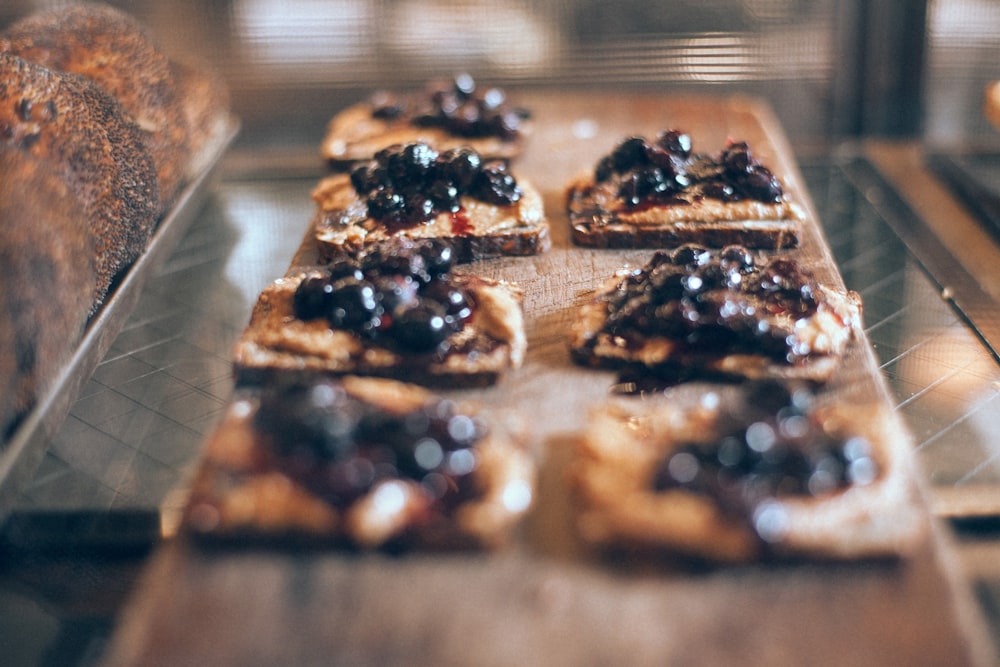 chocolate biscuits with jam on top