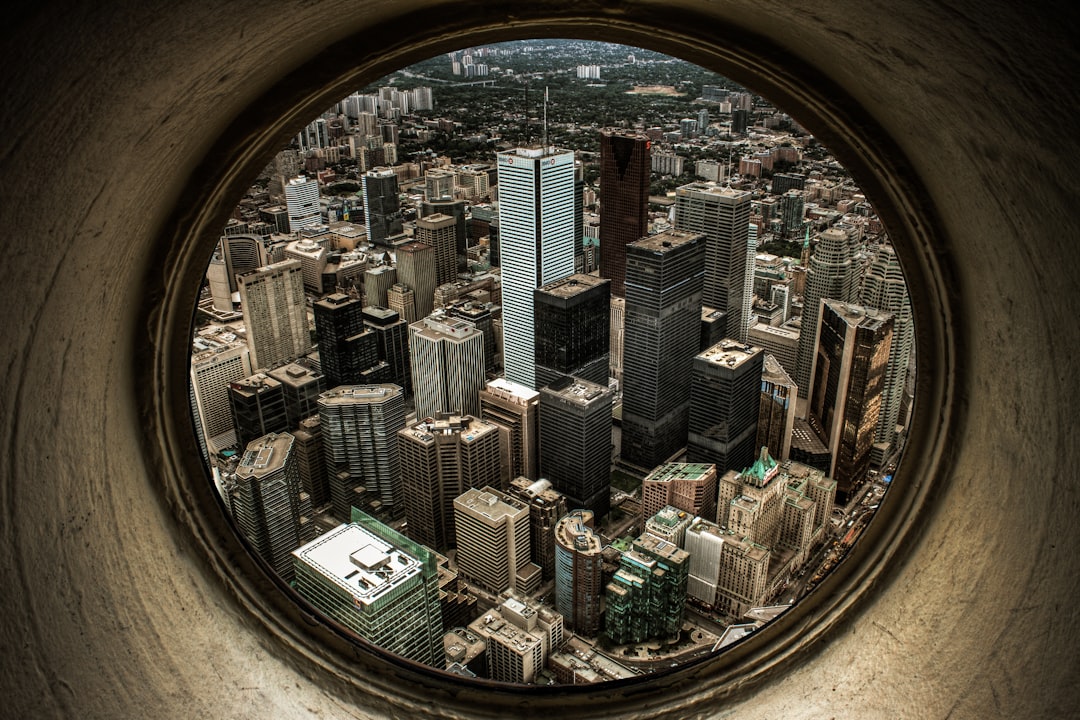 fisheye photography of high rise buildings