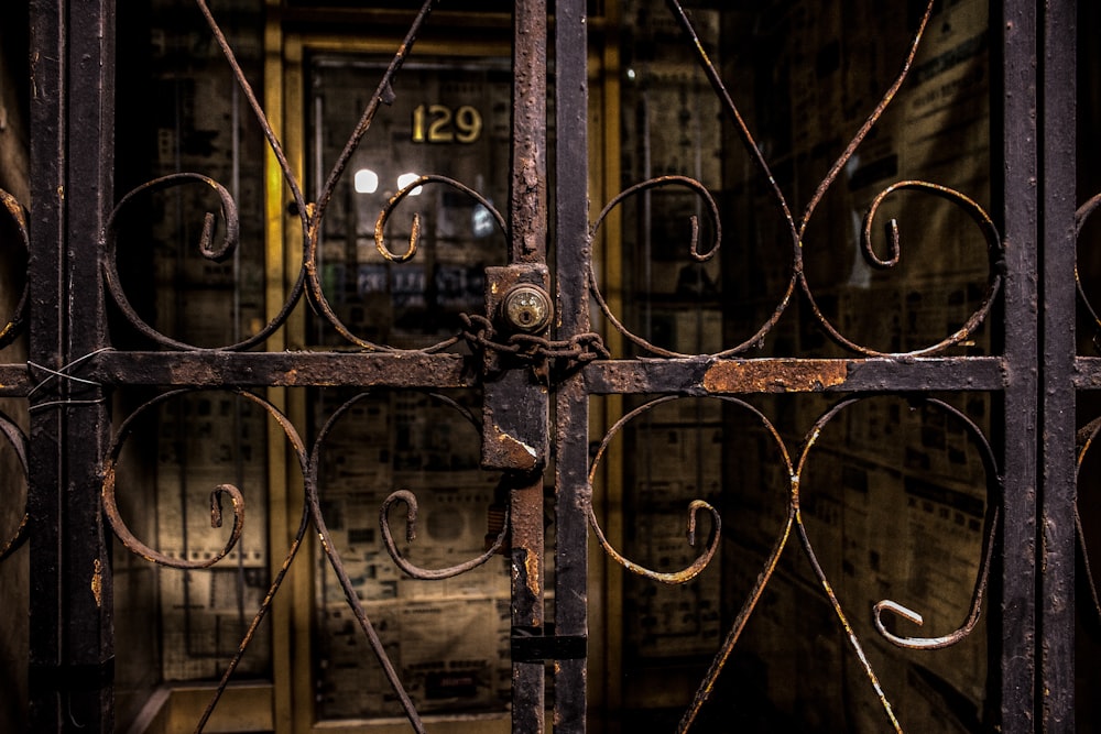 black metal locked gate