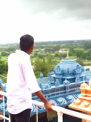 Balcony view overlooking the temple grounds.