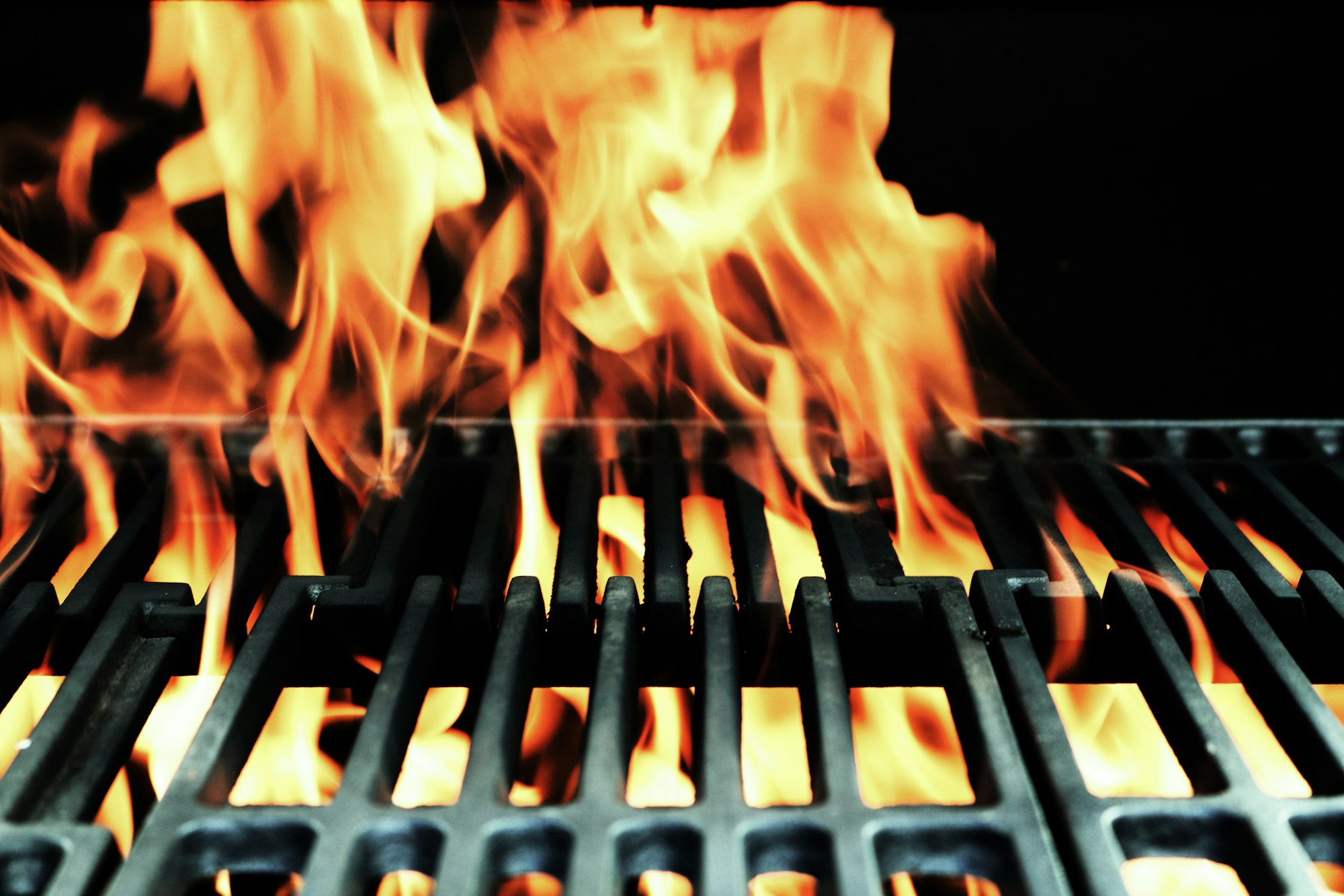 A fire in a grill.