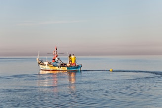 people on white and blue boat during daytime