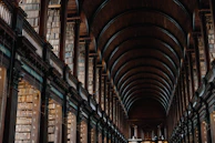 landscape photo of library hallway