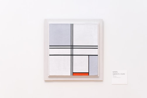 A minimalistic black and white abstract painting.