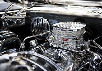closeup photo of vehicle engine