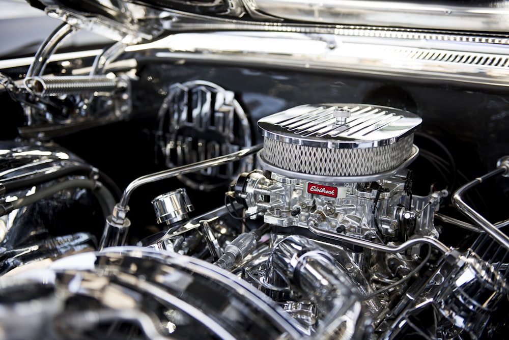 closeup photo of vehicle engine