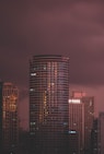 aerial photography of skyscrapers during night