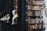 book lot on black wooden shelf